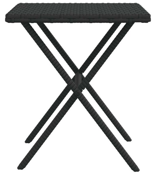 VidaXL Napozóágy Szett - 2 db - Fekete Polyrattan - Asztallal