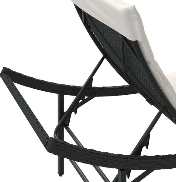 VidaXL Napozóágy - Polyrattan - Fekete - 2 db