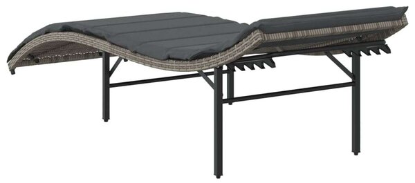 VidaXL Napozóágy - Polyrattan - Szürke - 199cm