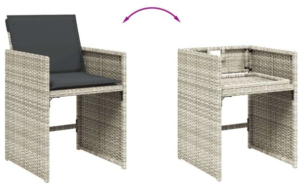 Polyrattan Kerti Étkezőgarnitúra - 7 részes - Világosszürke