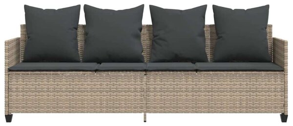 VidaXL világosszürke polyrattan napozóágy párnával