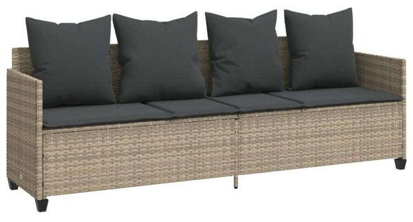 VidaXL világosszürke polyrattan napozóágy párnával