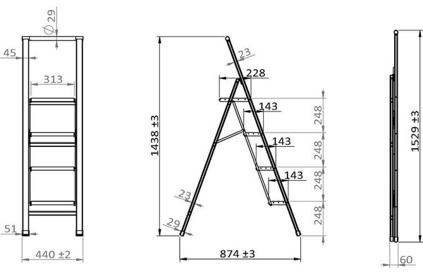 Ladder összecsukható fellépő, magasság 153 cm - Wenko