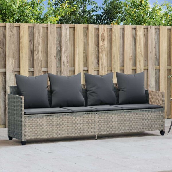 VidaXL világosszürke polyrattan napozóágy párnával