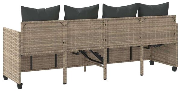VidaXL világosszürke polyrattan napozóágy párnával