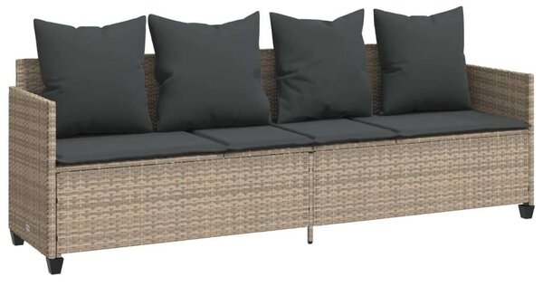 VidaXL világosszürke polyrattan napozóágy párnával