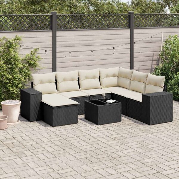 VidaXL Polyrattan Kerti Ülőgarnitúra - 8 részes - Fekete