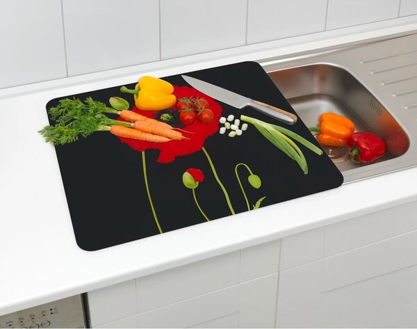 Edzett üveg falvédő tűzhelyhez 50x56 cm Poppy – Maximex