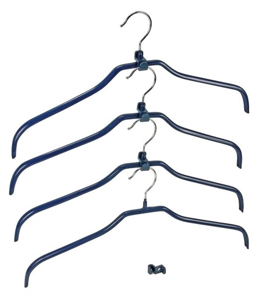 Hanger Slim kék csúszásmentes egymásba akasztható vállfa, 4 db - Wenko