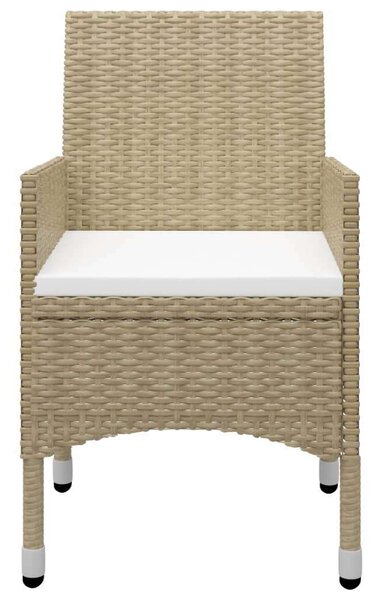 Kerti Étkezőgarnitúra - Akácfa Asztal - Bézs Polyrattan - 5 részes