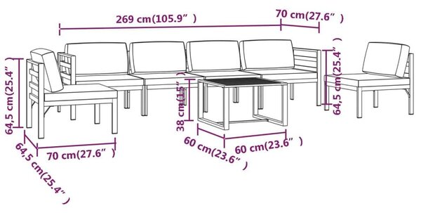 VidaXL Alumínium Kerti Ülőgarnitúra - 7 részes - Antracit Szürke