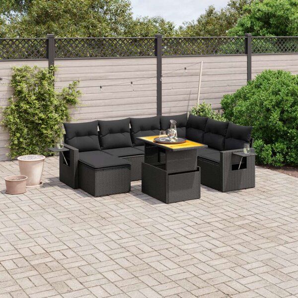 VidaXL Polyrattan Kerti Ülőgarnitúra - 8 részes - Fekete