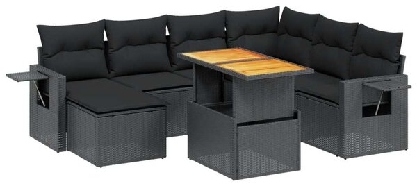VidaXL Polyrattan Kerti Ülőgarnitúra - 8 részes - Fekete