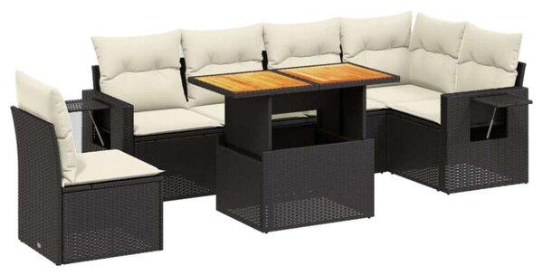 VidaXL Polyrattan Kerti Ülőgarnitúra - 7 részes - Fekete
