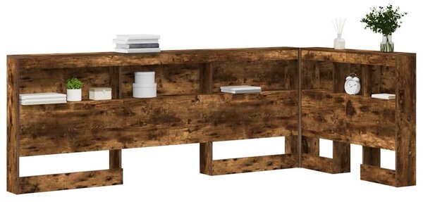 VidaXL Tároló fejtámla polcokkal tárolóval Füstölt tölgy 80 cm Faanyag