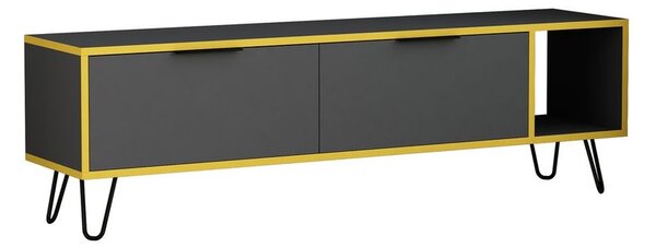 TV álvány 150 cm, antracitszürke, mustársárga - STOCKHOLM