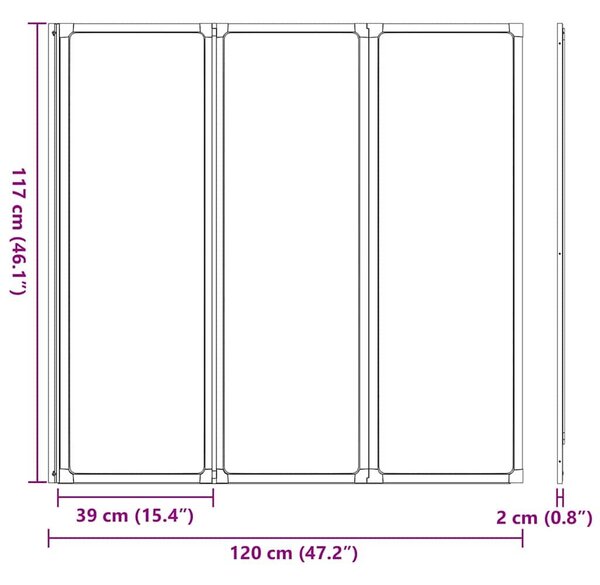 VidaXL Zuhanyfal Fekete 120 x 2 x 117 cm Alumínium és PP