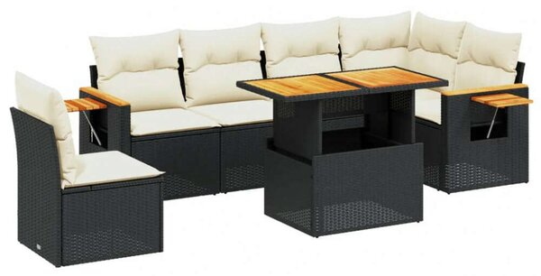 VidaXL Polyrattan Kerti Ülőgarnitúra - 7 részes - Fekete