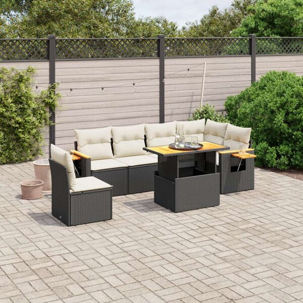 VidaXL Polyrattan Kerti Ülőgarnitúra - 7 részes - Fekete