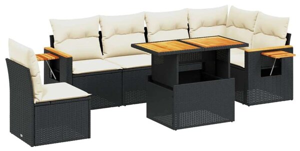 VidaXL Polyrattan Kerti Ülőgarnitúra - 7 részes - Fekete