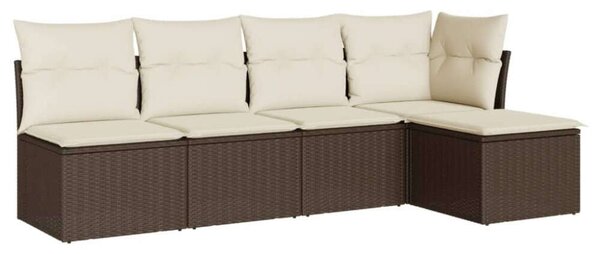 Polyrattan Kerti Ülőgarnitúra - 5 részes - Barna