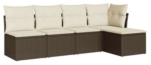 Polyrattan Kerti Ülőgarnitúra - 5 részes - Barna