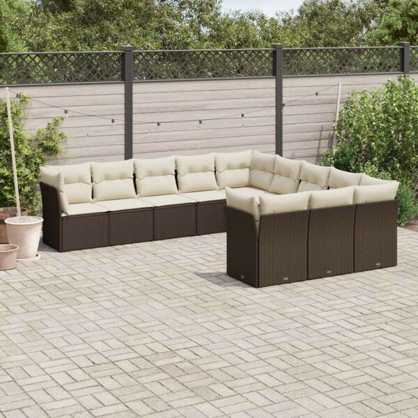 VidaXL Polyrattan Kerti Ülőgarnitúra - 11 részes - Barna