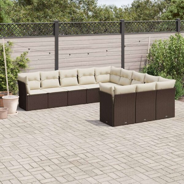 VidaXL Polyrattan Kerti Ülőgarnitúra - 11 részes - Barna
