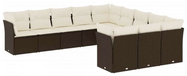 VidaXL Polyrattan Kerti Ülőgarnitúra - 11 részes - Barna