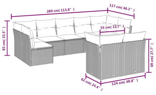 VidaXL Polyrattan Kerti Ülőgarnitúra - Barna - 9 részes