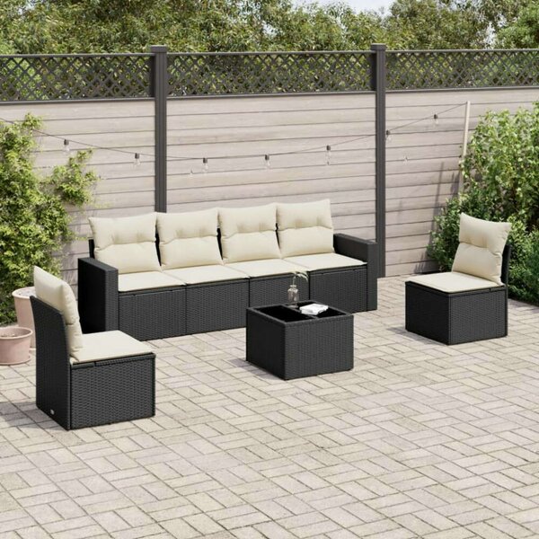 VidaXL Polyrattan Kerti Ülőgarnitúra - 7 részes - Fekete