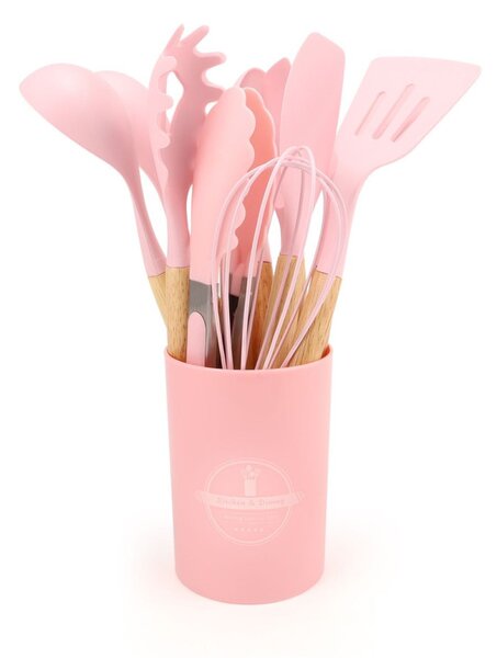 12 részes szilikon konyhai eszközök pink T06