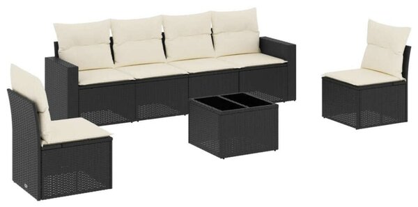 VidaXL Polyrattan Kerti Ülőgarnitúra - 7 részes - Fekete