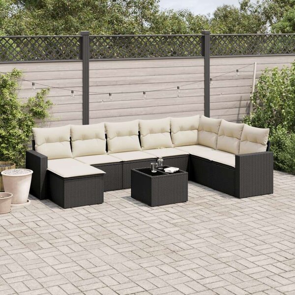 VidaXL Polyrattan Kerti Ülőgarnitúra - 9 részes - Fekete