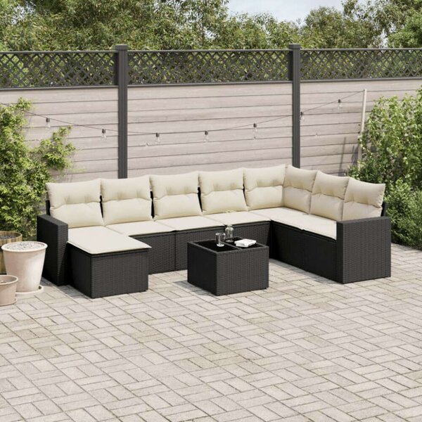 VidaXL Polyrattan Kerti Ülőgarnitúra - 9 részes - Fekete
