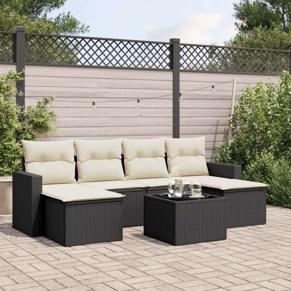 VidaXL Polyrattan Kerti Ülőgarnitúra - 7 részes - Fekete