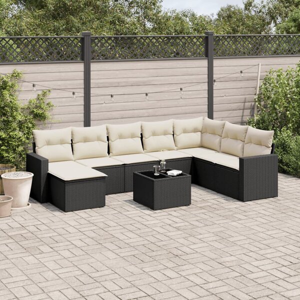 VidaXL Polyrattan Kerti Ülőgarnitúra - 9 részes - Fekete