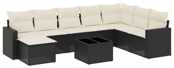 VidaXL Polyrattan Kerti Ülőgarnitúra - 9 részes - Fekete