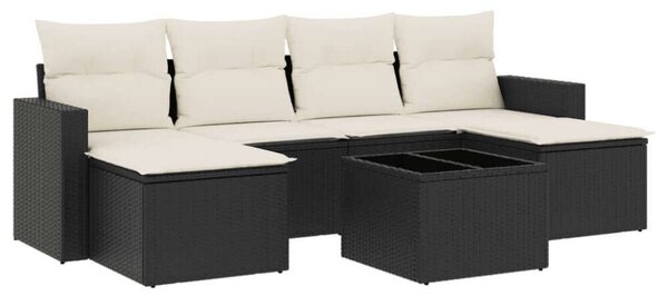 VidaXL Polyrattan Kerti Ülőgarnitúra - 7 részes - Fekete