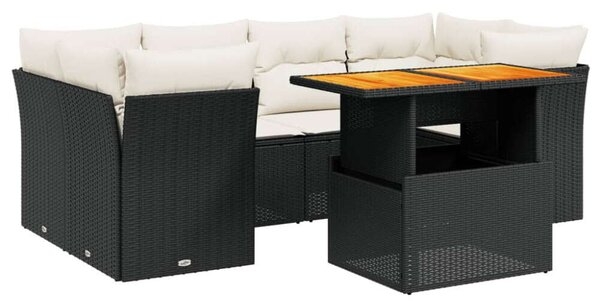 VidaXL Polyrattan Kerti Ülőgarnitúra - 7 részes - Fekete