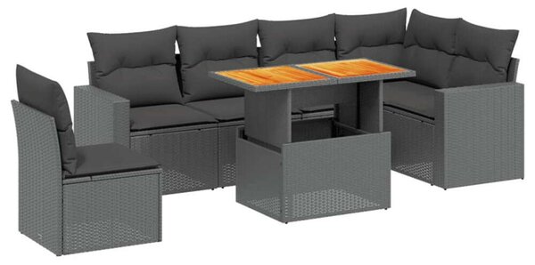 VidaXL Polyrattan Kerti Ülőgarnitúra - 7 részes - Fekete