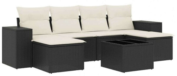 VidaXL Polyrattan Kerti Ülőgarnitúra - 7 részes - Fekete