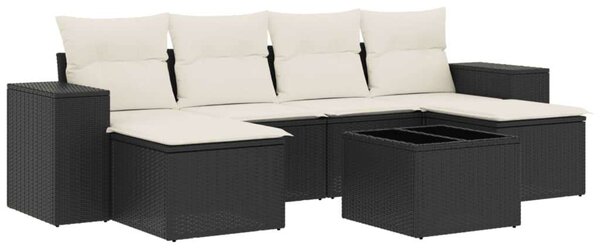 VidaXL Polyrattan Kerti Ülőgarnitúra - 7 részes - Fekete