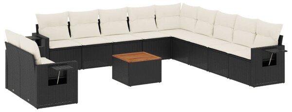 VidaXL Polyrattan Kerti Ülőgarnitúra - 12 részes - Fekete