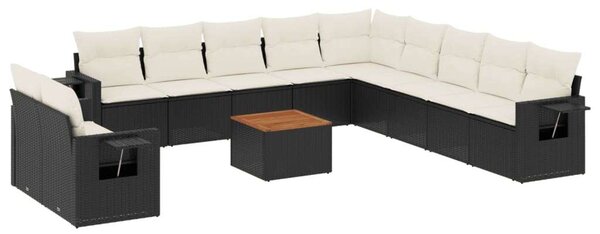 VidaXL Polyrattan Kerti Ülőgarnitúra - 12 részes - Fekete