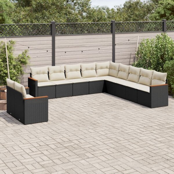 VidaXL Polyrattan Kerti Ülőgarnitúra - 11 részes - Fekete