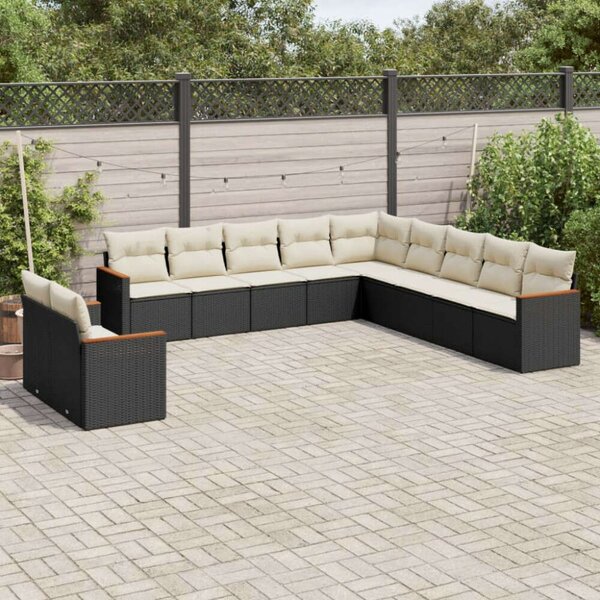 VidaXL Polyrattan Kerti Ülőgarnitúra - 11 részes - Fekete