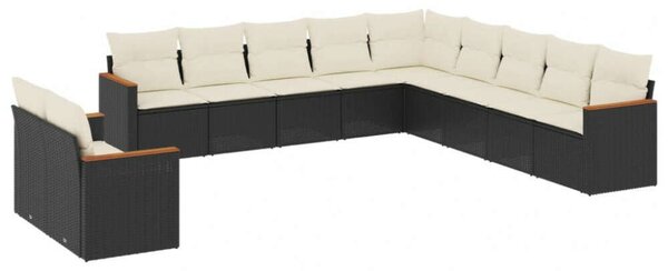VidaXL Polyrattan Kerti Ülőgarnitúra - 11 részes - Fekete