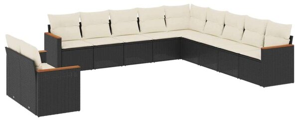 VidaXL Polyrattan Kerti Ülőgarnitúra - 11 részes - Fekete