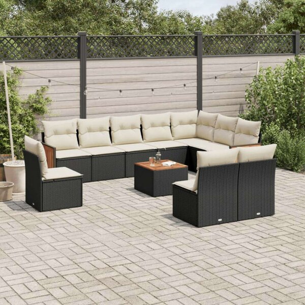 VidaXL Polyrattan Kerti Ülőgarnitúra - 11 részes - Fekete